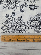 Ivory & Black Floral Silky Polyester {by the half yard}