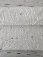 Exclusive Design- White & Petite Blue Floral Swiss Dot Cotton {by the half yard}