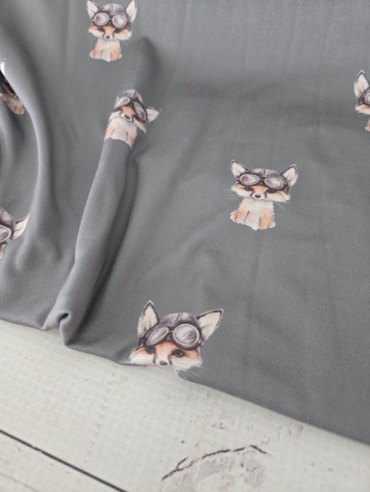 Exclusive Design- Cedar Fox Print Double Brushed Poly (DBP) Knit {by the half yard}