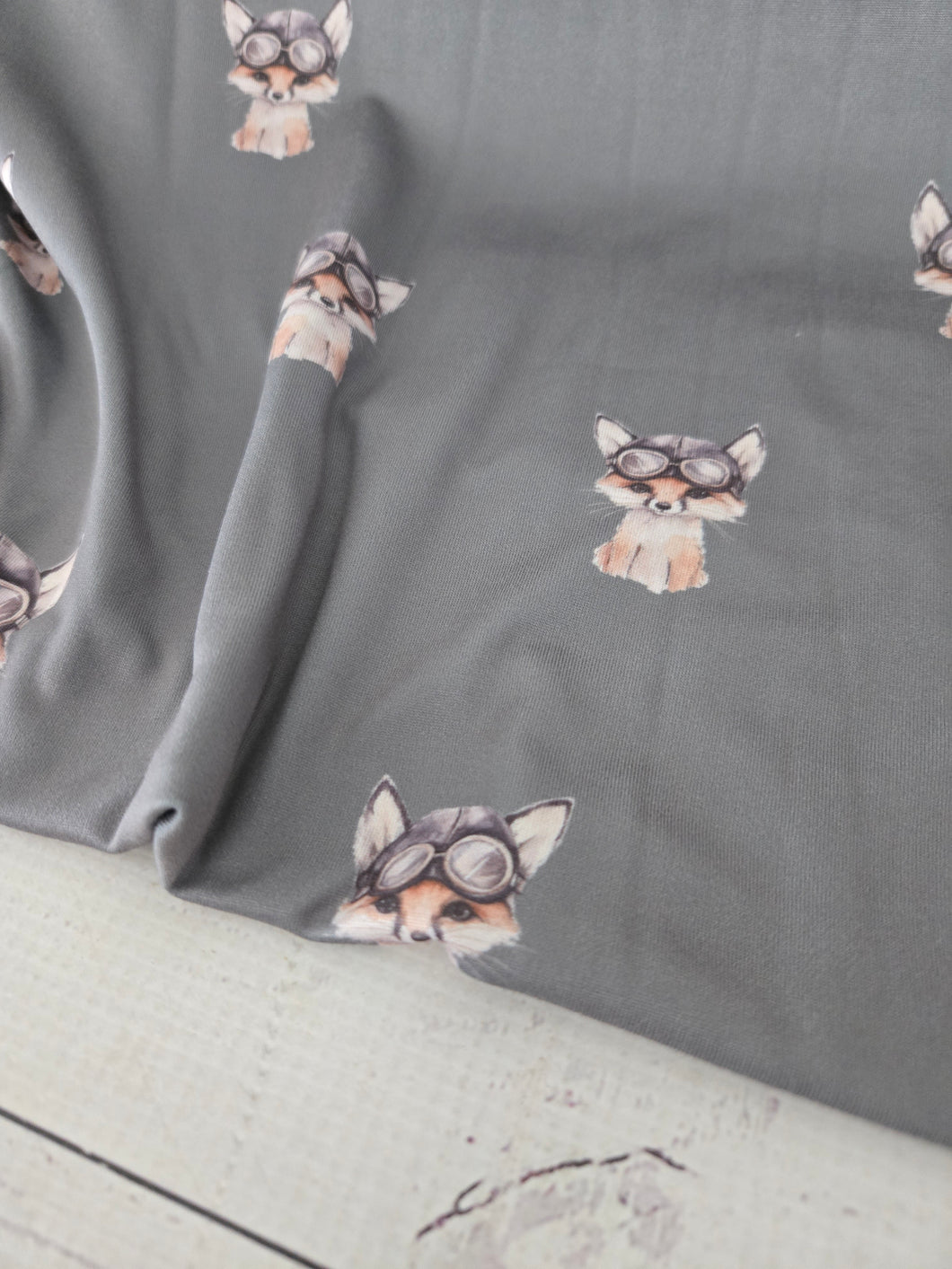 Exclusive Design- Cedar Fox Print Double Brushed Poly (DBP) Knit {by the half yard}