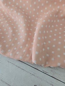 Peachy Squares Double Gauze Cotton {by the half yard}