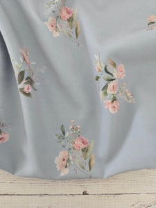 Exclusive Design- Vintage Blue & Pink Floral {by the half yard}