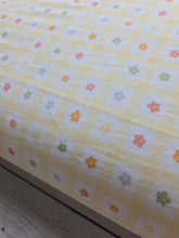 Soft Yellow Daisy Gingham Cotton Spandex Knit {by the half yard}