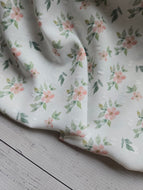 White & Pink Floral Opaque Swiss Dot 100% Polyester {by the half yard}