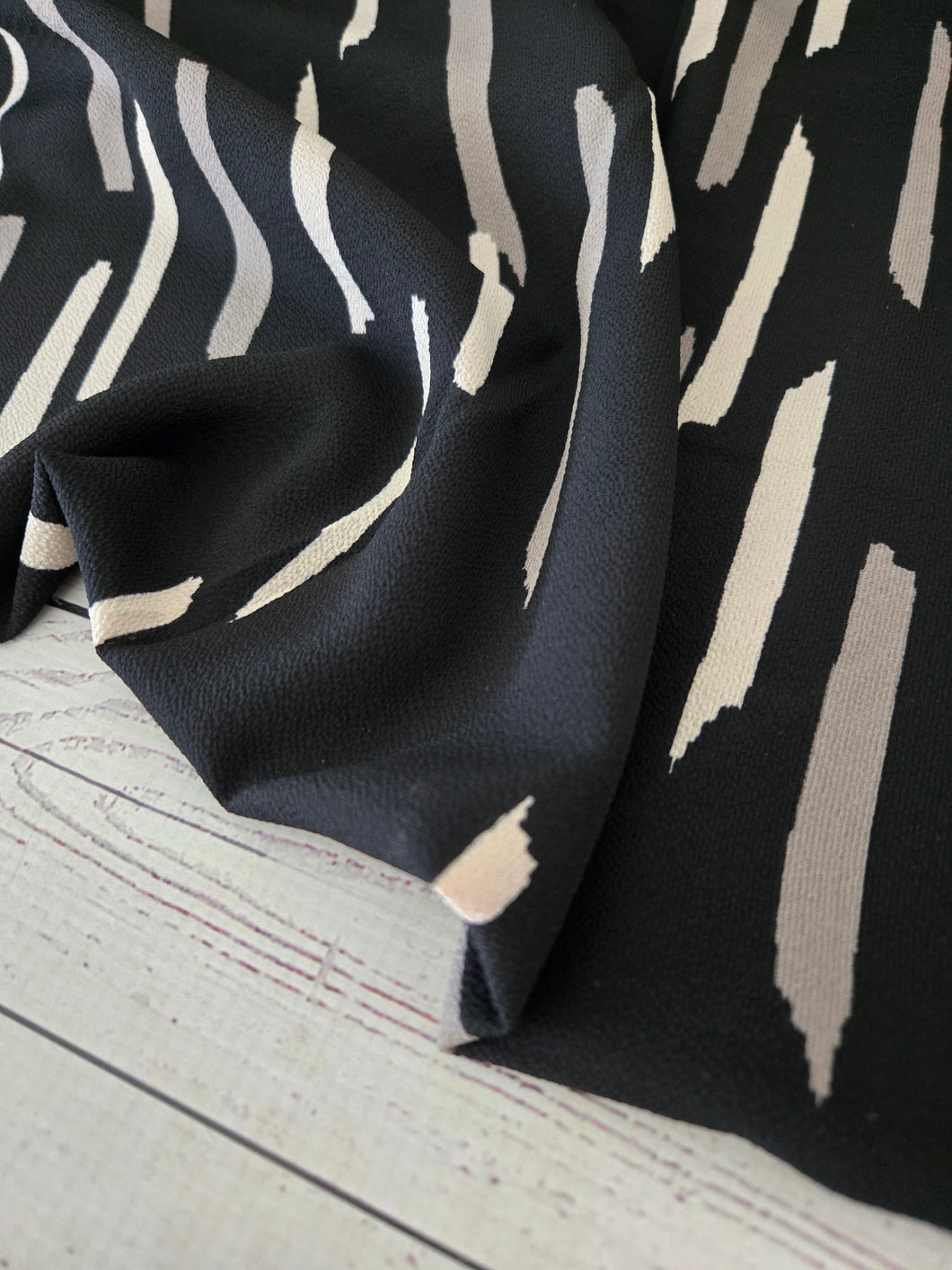 Black Brush Stroke Bubble Crepe {by the half yard}