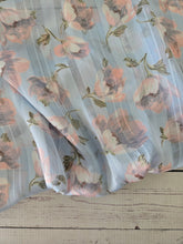 Light Blue & Pink Floral Stripe Chiffon {by the half yard}