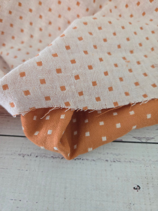 Pumpkin Petite Squares Double Gauze Cotton {by the half yard}