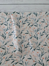 Cream Watercolor Floral Stems Poly Slub {by the half yard}