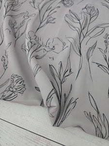 Exclusive Design- Taupe & Black Botanical Print {by the half yard}