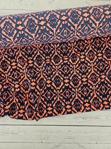 Navy & Bright Coral Geometric Print {by the half yard}