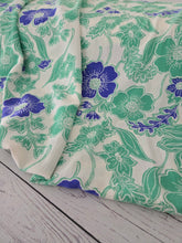 Green & Blue Floral Opaque Air Flow 100% Polyester {by the half yard}