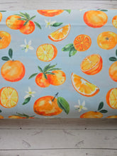 Exclusive Design- Blue Watercolor Oranges Swim Knit {by the half yard}