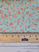Aquamarine & Coral Floral Opaque Air Flow 100% Polyester {by the half yard}