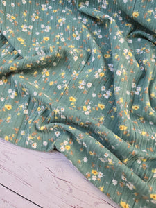 Green Petite Floral Wide Rib Knit {by the half yard}