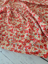 Petite Red Daisy Floral Woven Textured Polyester {by the half yard}
