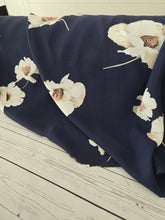 Navy & Taupe Floral Opaque Air Flow 100% Polyester {by the half yard}