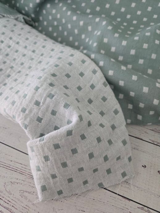 Pale Slate Blue Petite Squares Double Gauze Cotton {by the half yard}