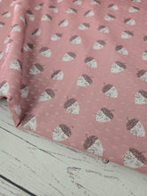 Rose Pink Acorn Print Swiss Dot Knit {by the half yard}