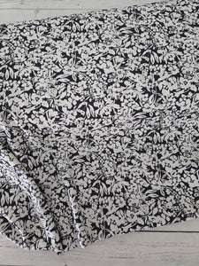 Black & Ivory Floral Opaque Petite Swiss Dot 100% Polyester {by the half yard}