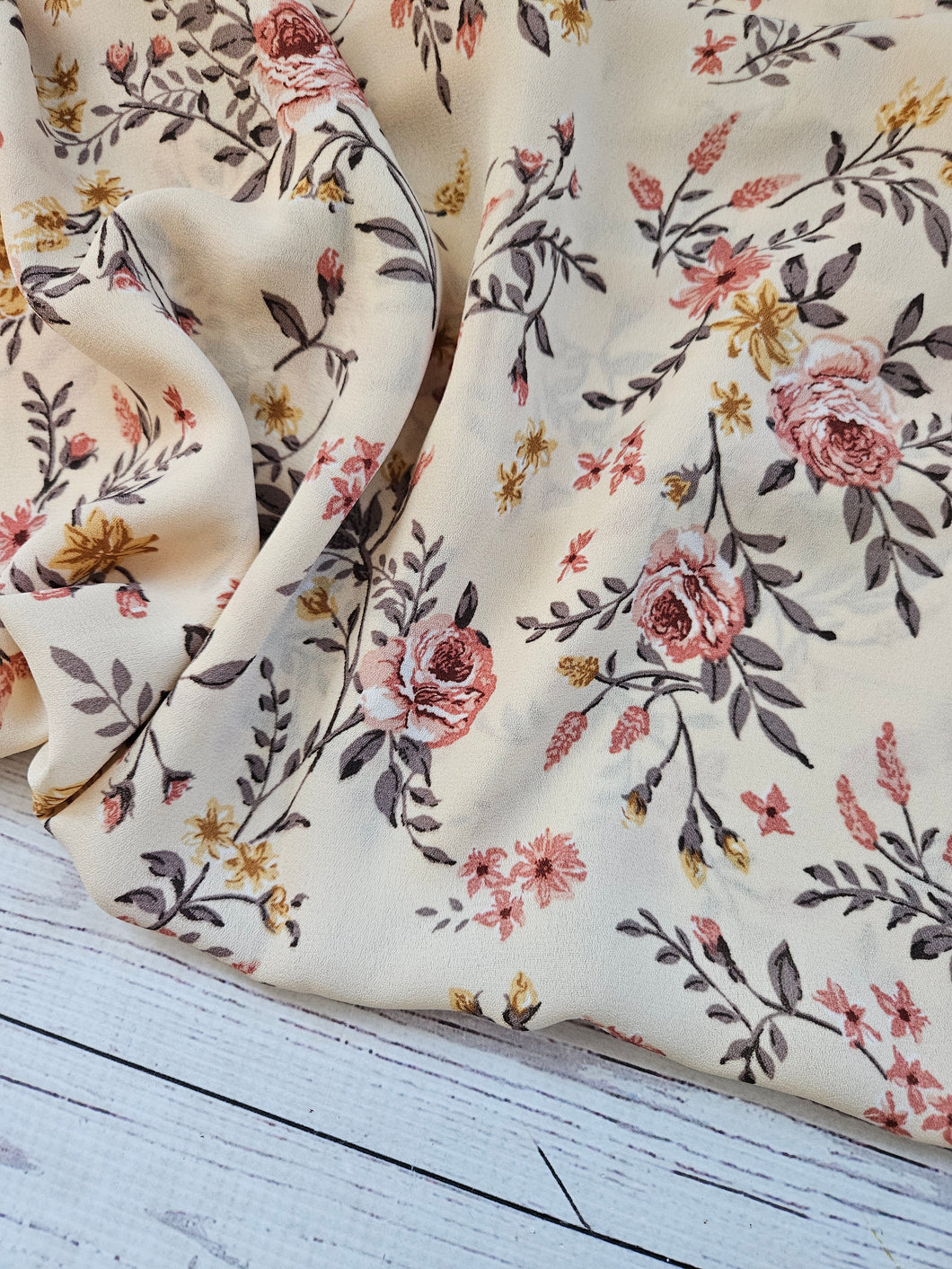 Cream Rose Floral Print {by the half yard}