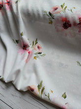 White & Pink Floral Opaque Petite Swiss Dot 100% Polyester {by the half yard}