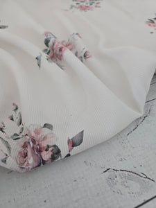 Exclusive Design- Cream Medium Rose Print {by the half yard}