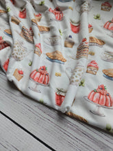 Tea Party Print Double Brushed Poly (DBP) Knit {by the half yard}
