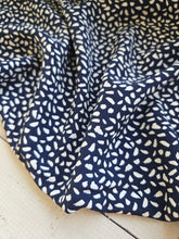 Navy & White Geometric Print Silky Polyester {by the half yard}