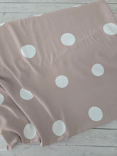 Exclusive Design- Light Mocha Large Polka Dots Pinstripe Poly {by the half yard}