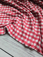 *REMNANT* 1.75 Yds- Exclusive Design- Red & White Gingham Print Double Brushed Poly (DBP) Knit