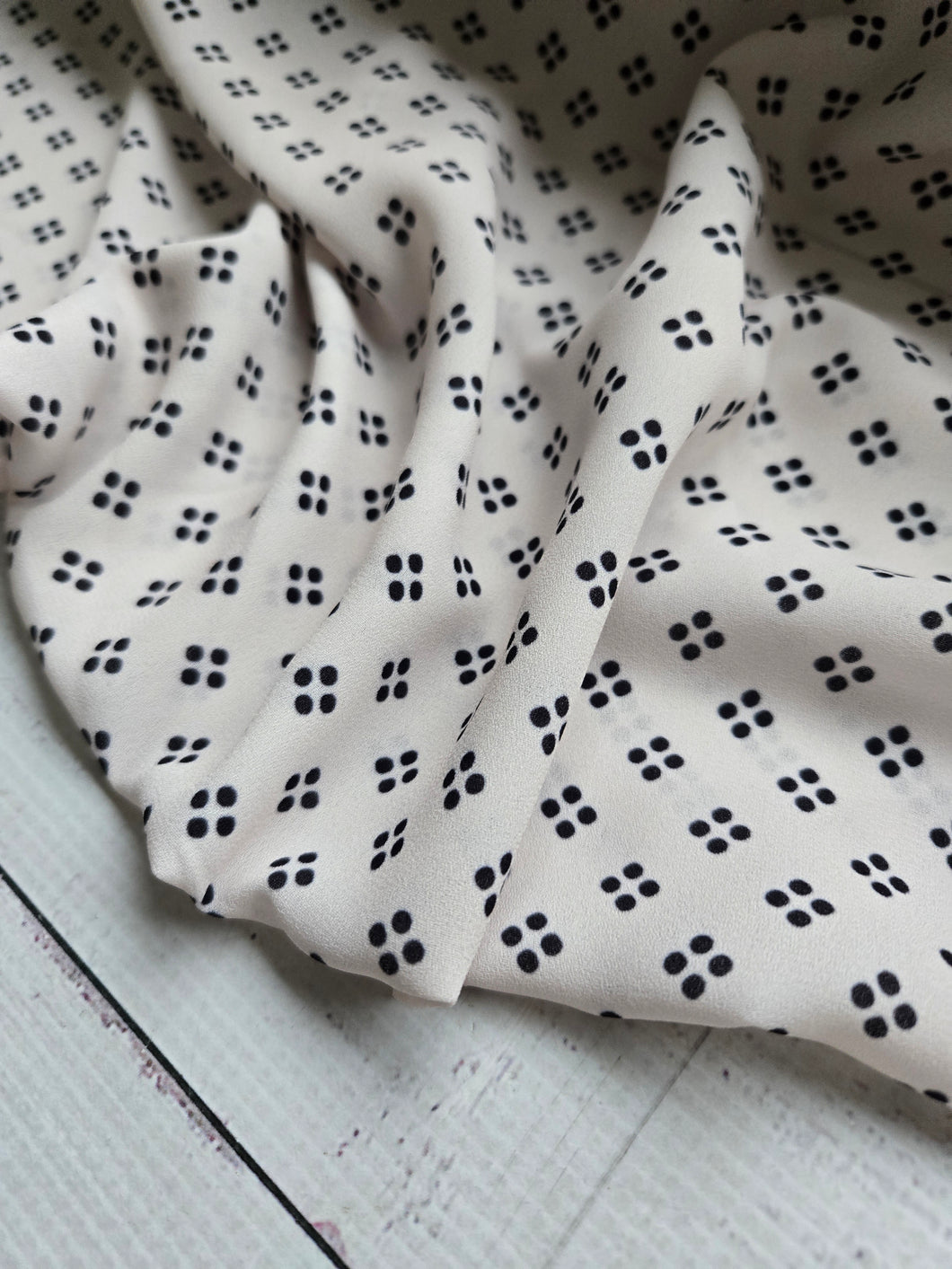 Cream & Black Diamond Dots {by the half yard}