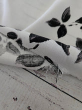 White & Black Floral Viscose Challis {by the half yard}