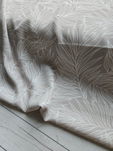 Tan & White Botanical Print Pinstripe Poly {by the half yard}