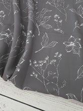 Exclusive Design- Ash Brown & Ivory Outline Botanical Print {by the half yard}
