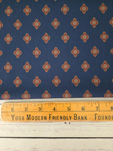 Exclusive Design- Navy & Rusty Red Geometric Print {by the half yard}