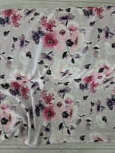 Gray, Pink & Mauve Floral Opaque Swiss Dot 100% Polyester {by the half yard}