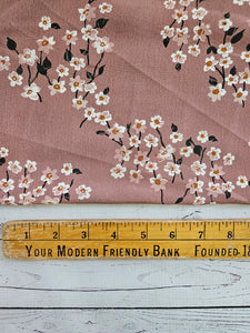 Mauve Floral Silky Polyester {by the half yard}