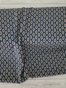 Navy, Cream & Olive Diamond Print {by the half yard}