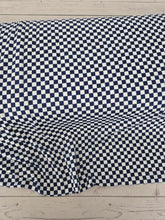 Bright Navy Checkerboard Print Double Brushed Poly (DBP) Knit {by the half yard}
