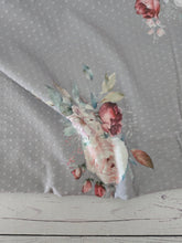 Exclusive Design- Taupe Large Floral Print Swiss Dot Knit {by the half yard}