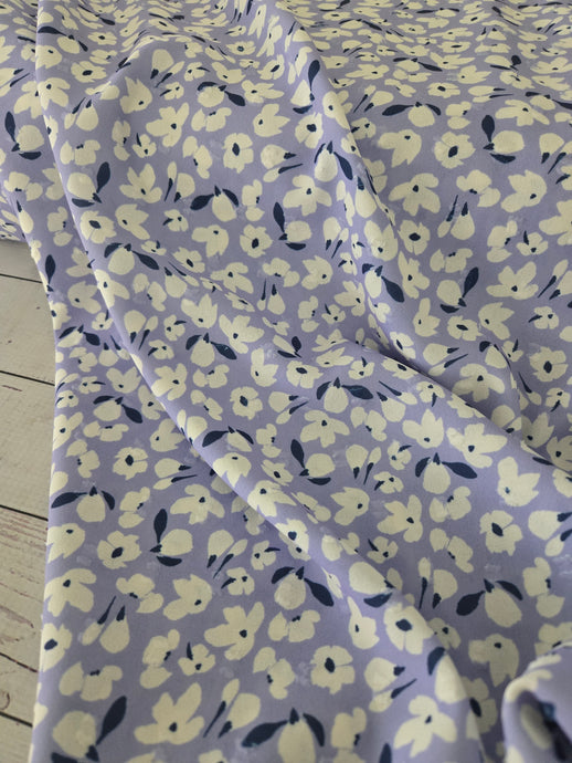 Bright Periwinkle & White Floral Opaque Swiss Dot 100% Polyester {by the half yard}