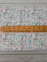 Summer Watercolor Paisley Print Opaque Swiss Dot 100% Polyester {by the half yard}