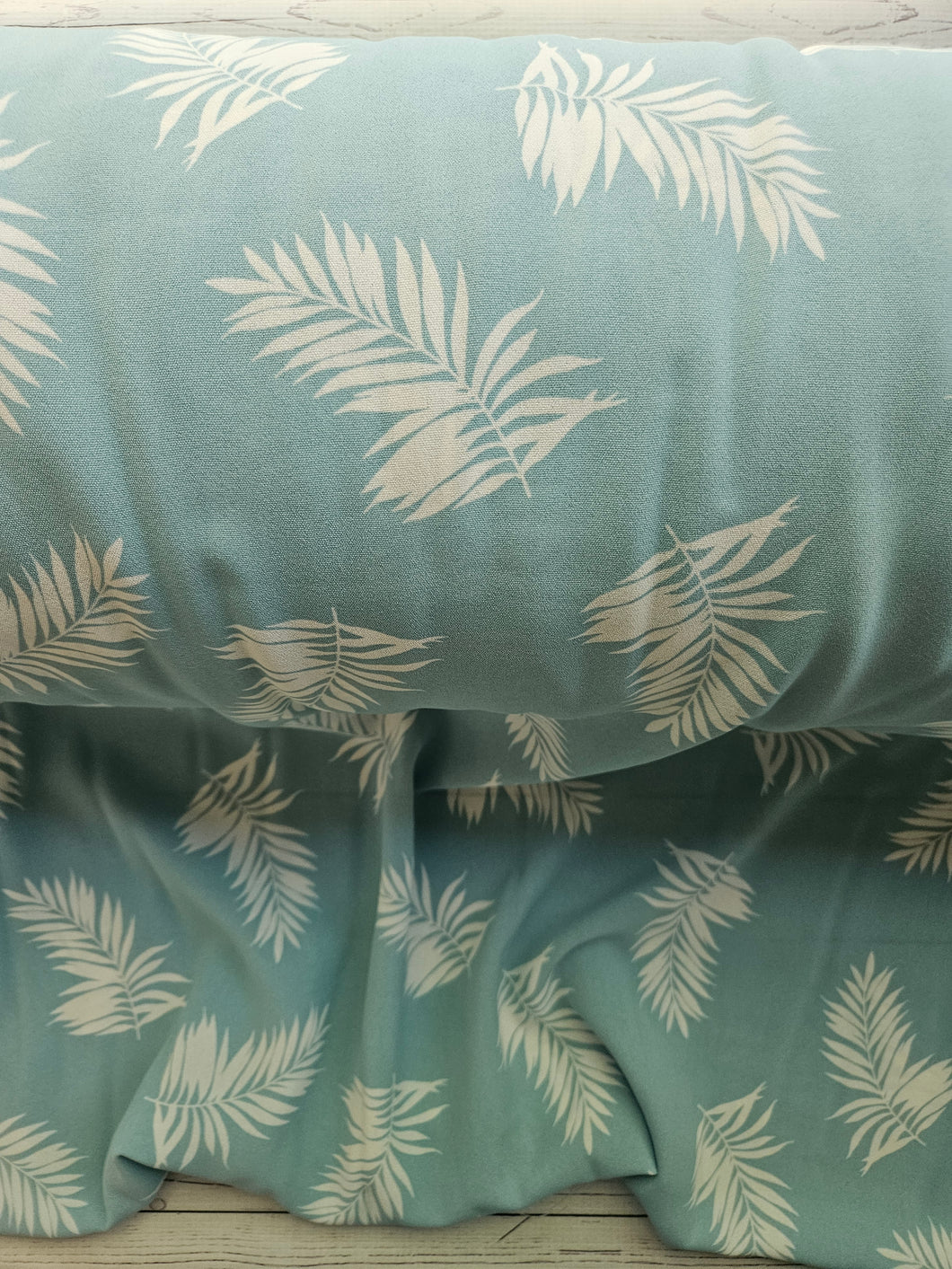 Dusty Aqua Palm Leaf Opaque Air Flow 100% Polyester {by the half yard}