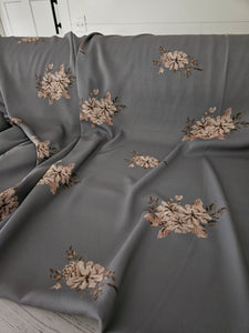 Exclusive Design- Slate & Natural Floral Print {by the half yard}