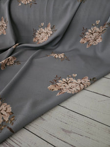 Exclusive Design- Slate & Natural Floral Print {by the half yard}