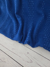 Royal Blue Tonal Stripe Opaque Swiss Dot 100% Polyester {by the half yard}