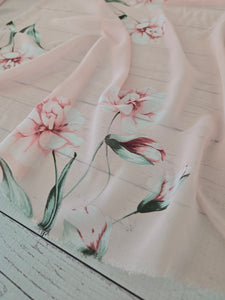 Peachy Pink Floral Chiffon {by the half yard}