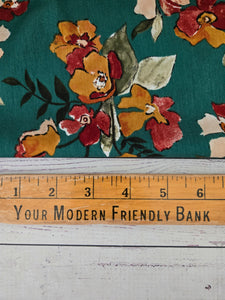 Green & Mustard Floral Print Misc. Poly {by the half yard}