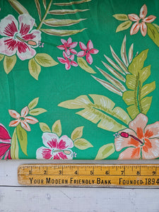 Kelly Green & Pink Tropical Floral {by the half yard}