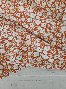 Rust & White Ditzy Floral Opaque Air Flow 100% Polyester {by the half yard}